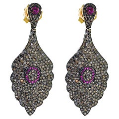 Pave Diamond Dangle Earrings Made In 14k Gold & Silver