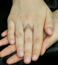 Pave Diamond Chevron Ring 14k Gold Minimalist Fine Jewelry Wedding Ring Gift