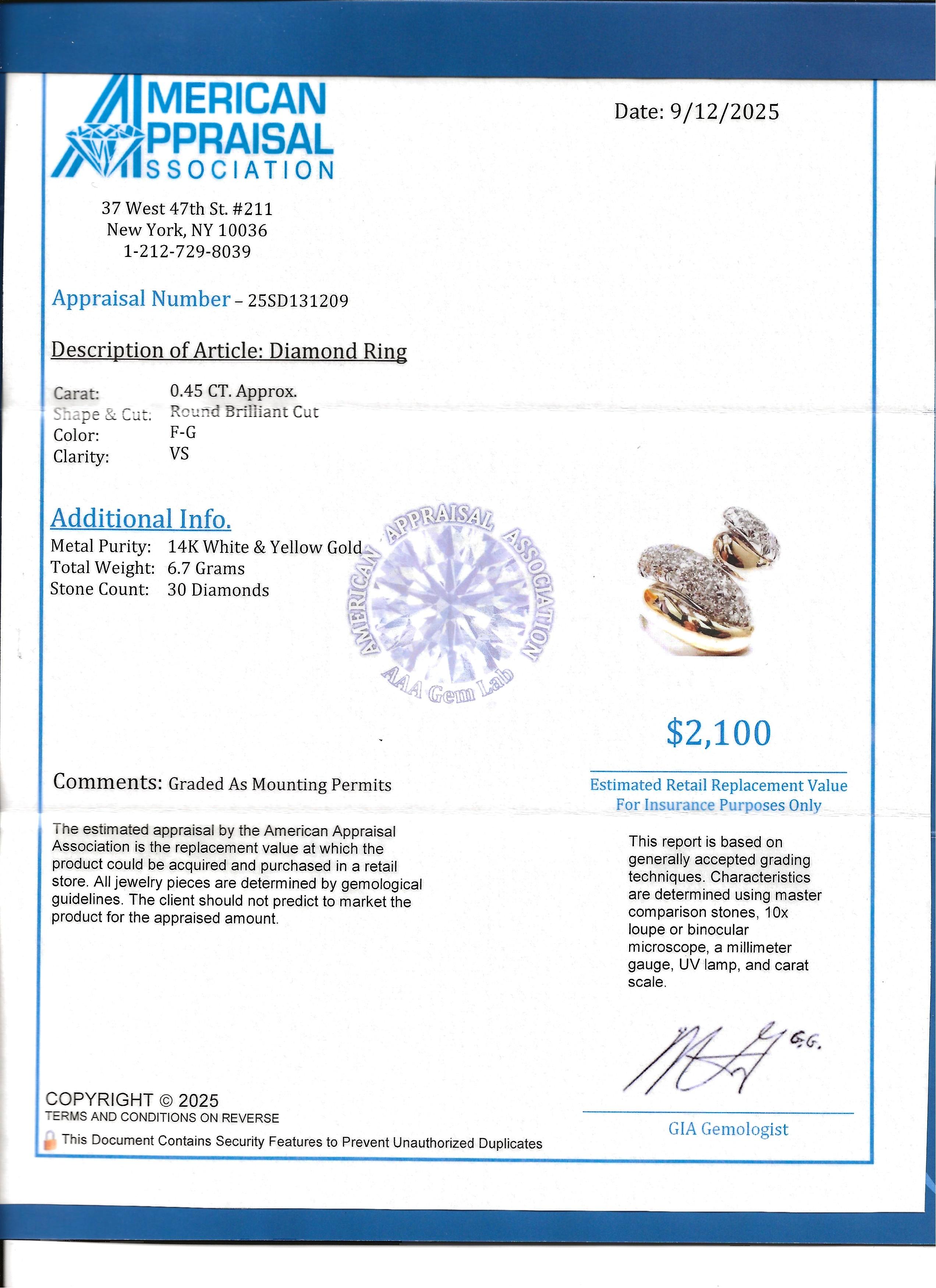 Anillo de cóctel estilo bypass con pavé de diamantes en oro de 14 quilates bicolor en venta 5