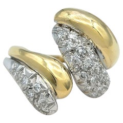 Pavé Diamond Chunky Bypass Style Cocktail Ring in Two-Tone 14 Karat Gold