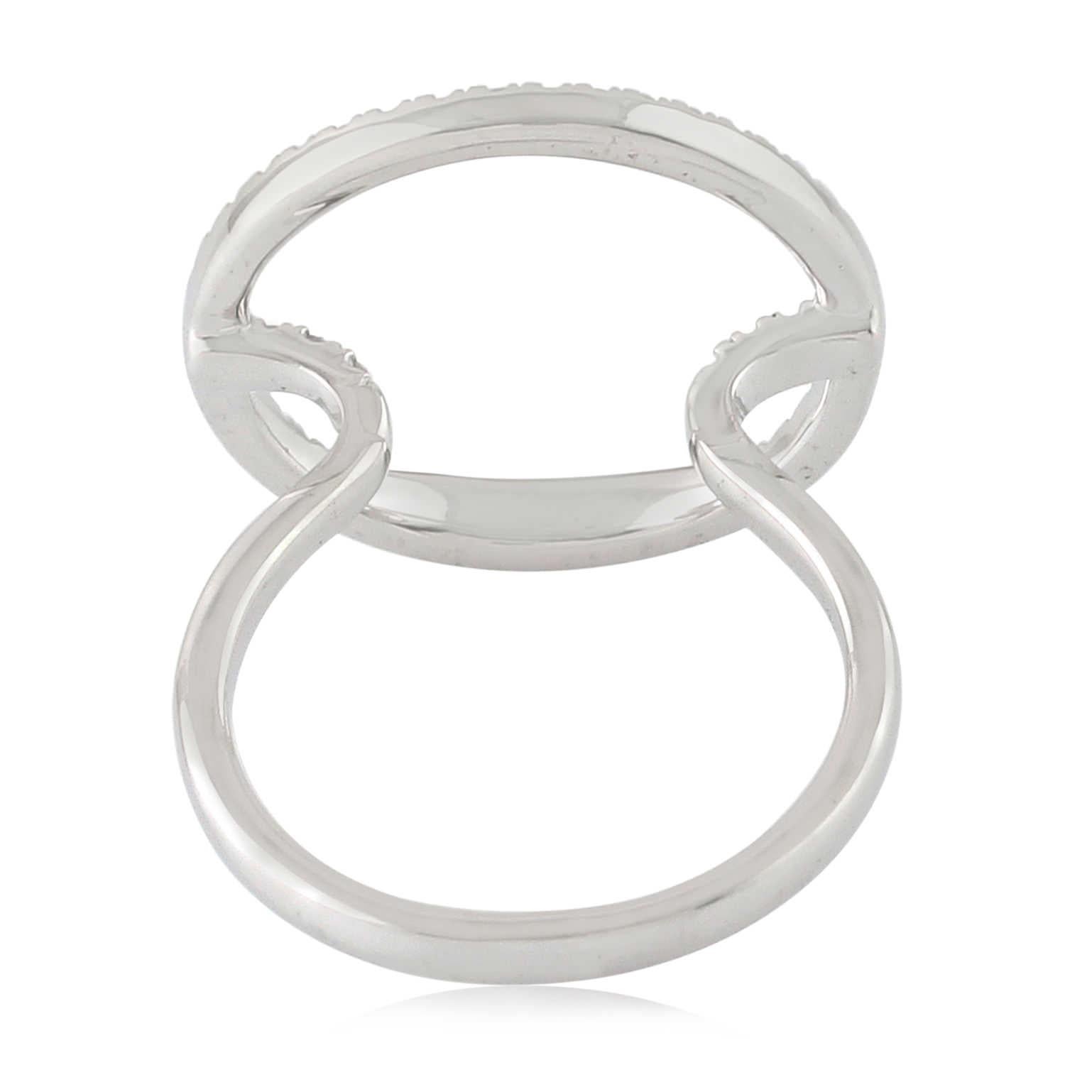 Mixed Cut Pave Diamond Circle Ring Made In 14k White Gold For Sale