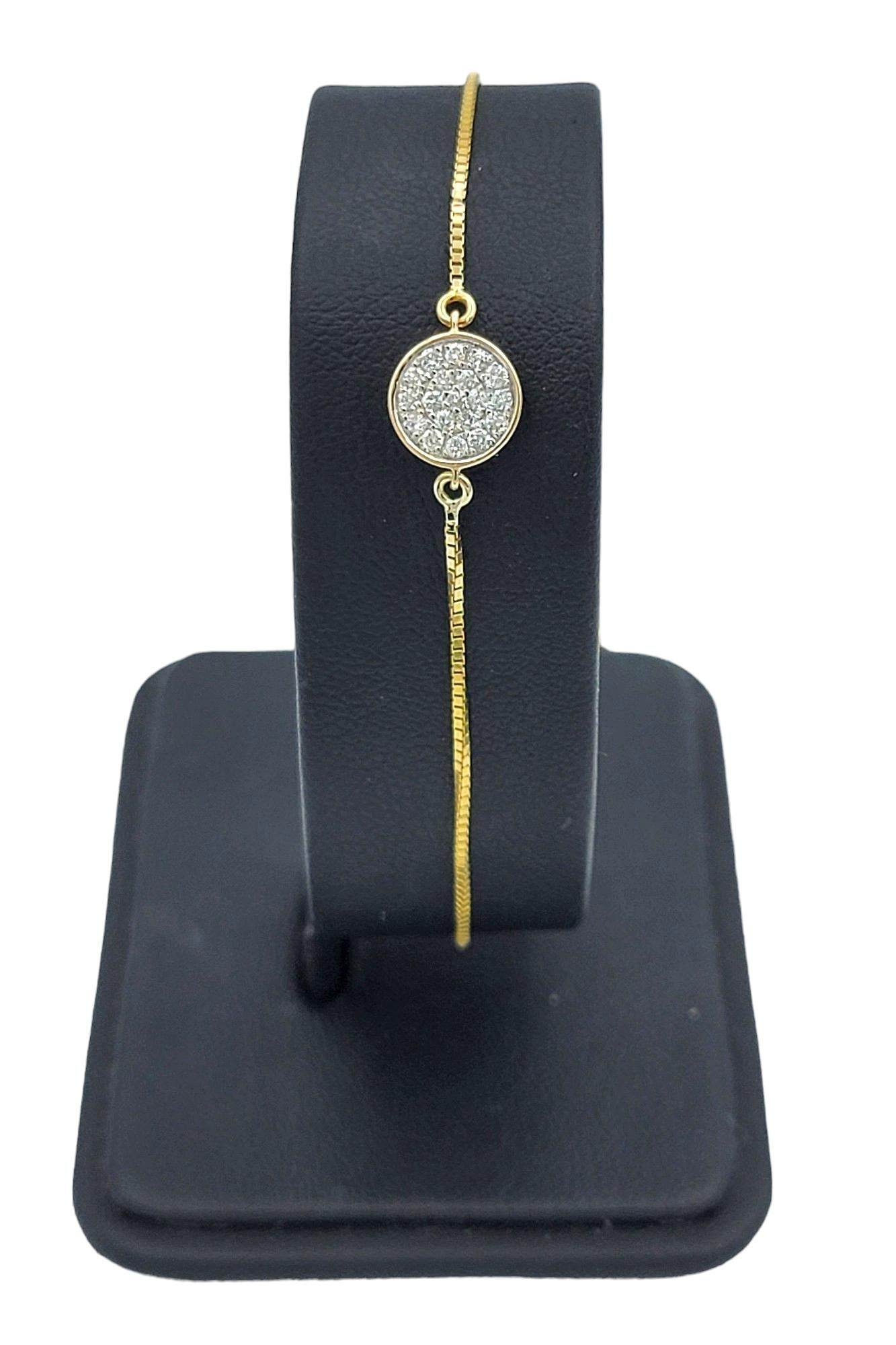 Pave Diamant Kreis einzelne Station verstellbare Kette Armband in 10K Gelbgold im Angebot 2