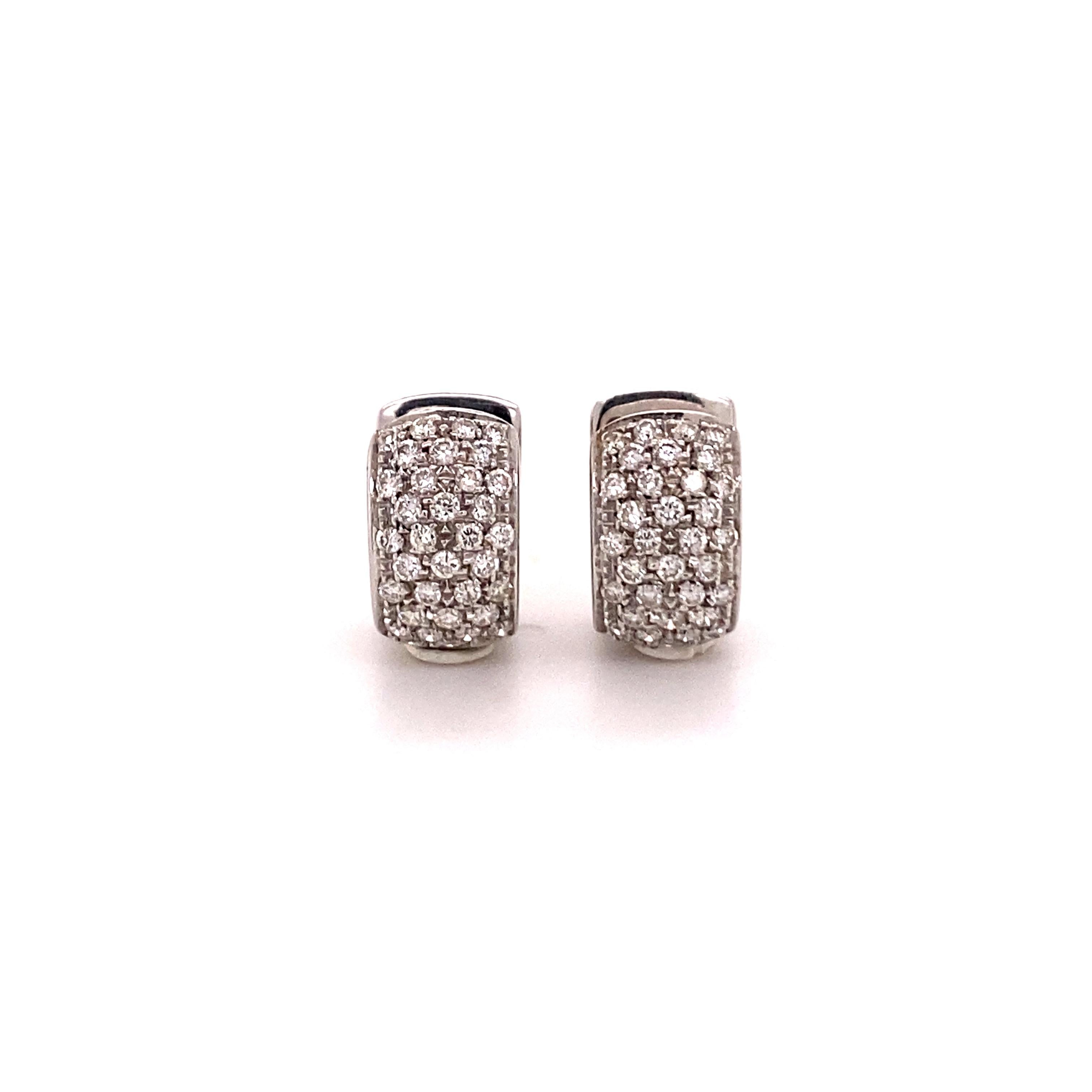 Modern Pavé Diamond Clip-On Earrings in 18 Karat White Gold