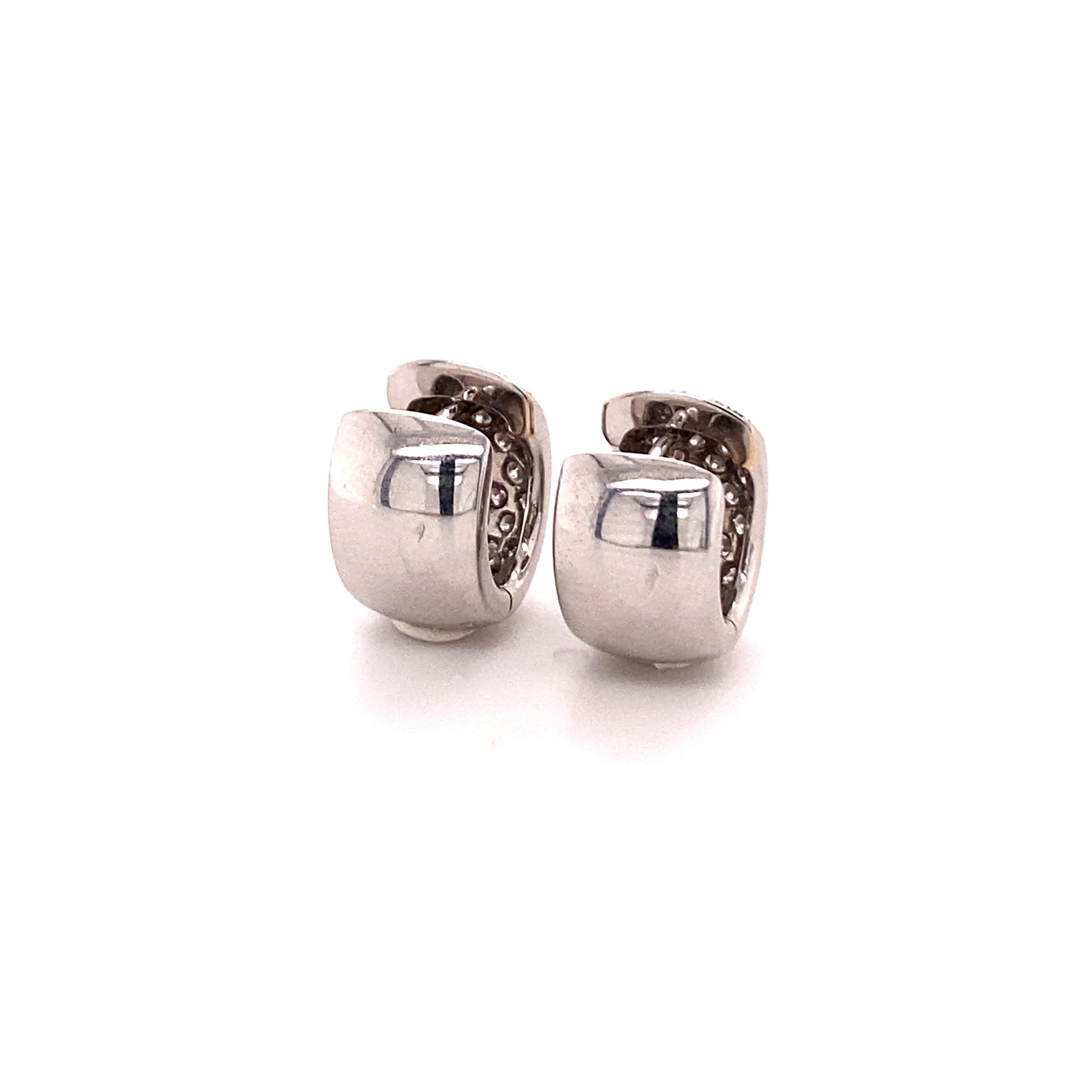 Women's or Men's Pavé Diamond Clip-On Earrings in 18 Karat White Gold For Sale