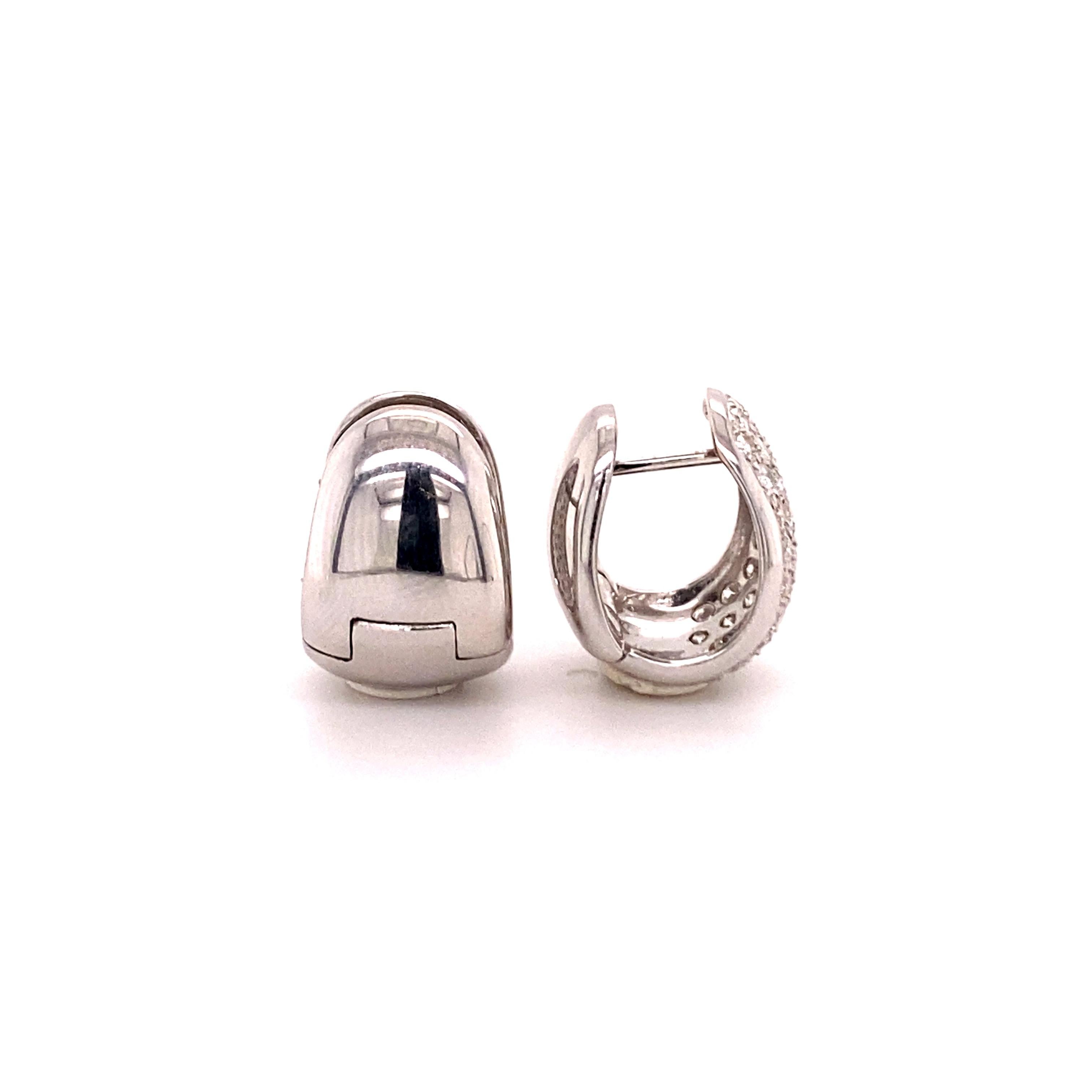 Pavé Diamond Clip-On Earrings in 18 Karat White Gold In Good Condition For Sale In Lucerne, CH