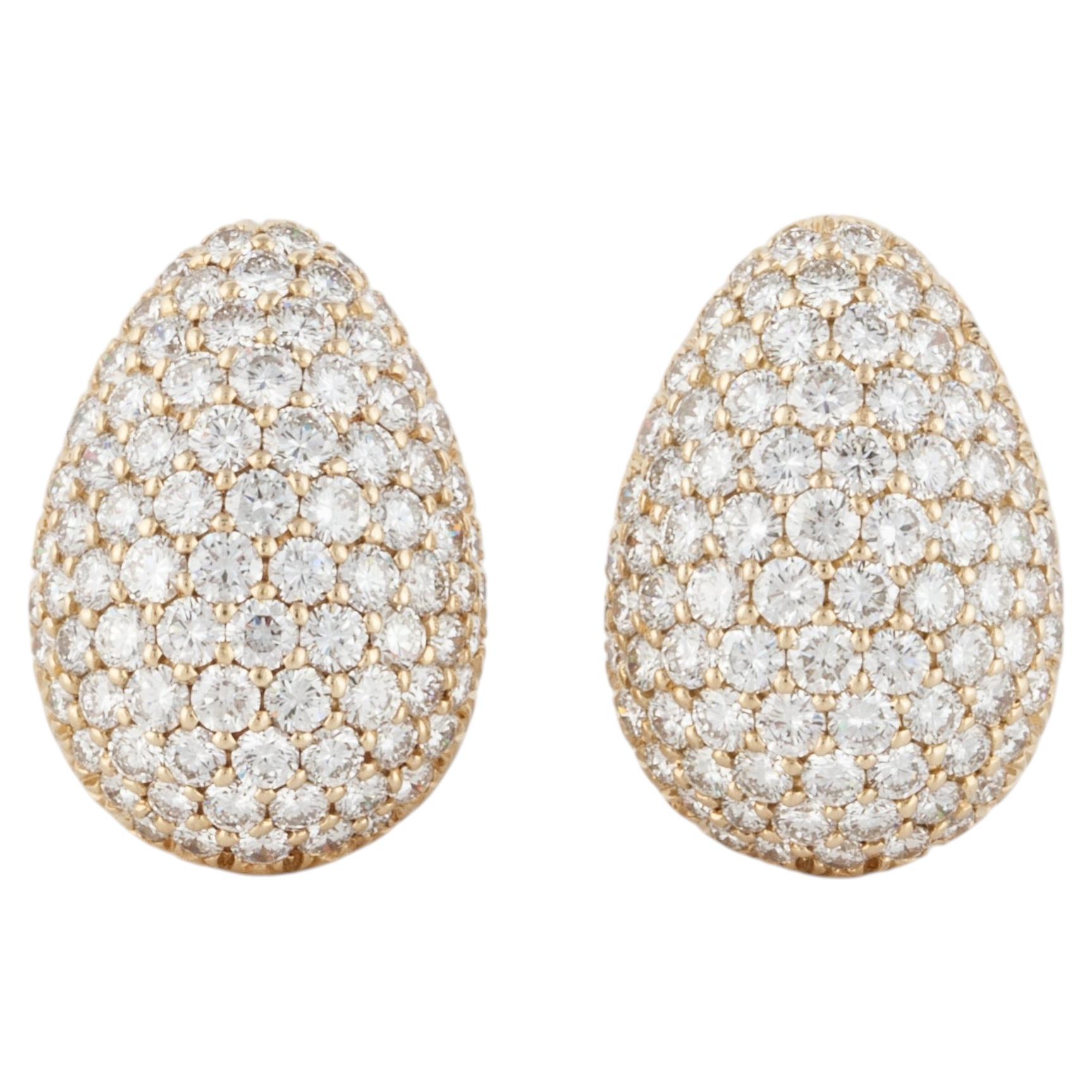Pendientes de clip con pavé de diamantes en oro amarillo de 18 quilates, 8,50 quilates, EE.UU.