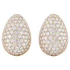 Pavé Diamond Clip-On Earrings in 18K Yellow Gold, 8.50 Carats, USA