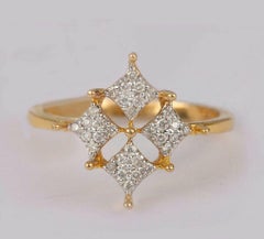 Pave Diamond Clover Ring 14k Gold Minimalist ring SI Quality G-H Color Fine ring