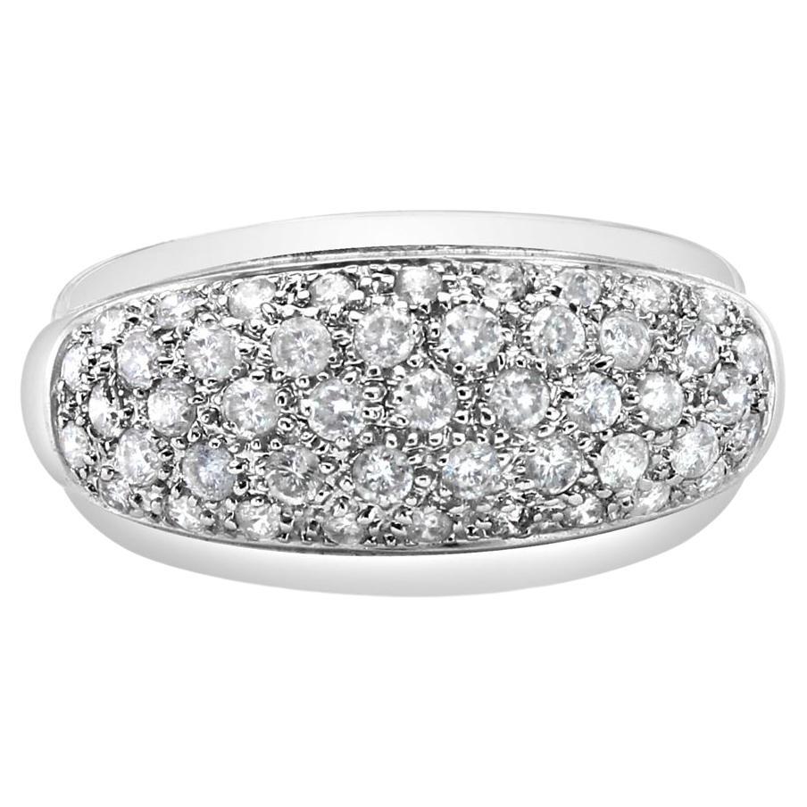 Pave Diamond Cluster Diamond Ring 14k White Gold For Sale