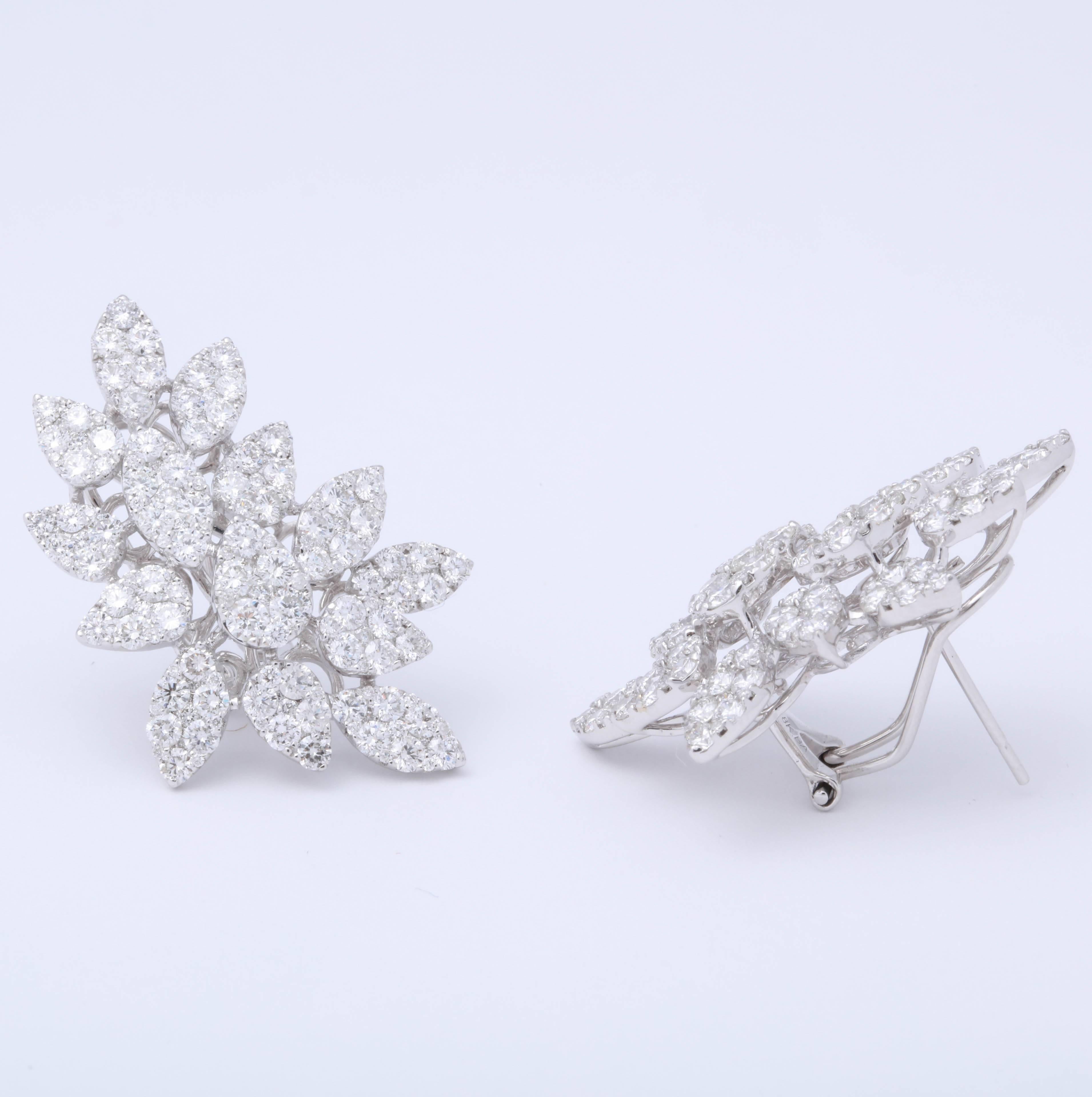 Women's Pave Diamond Cluster Earrings For Sale