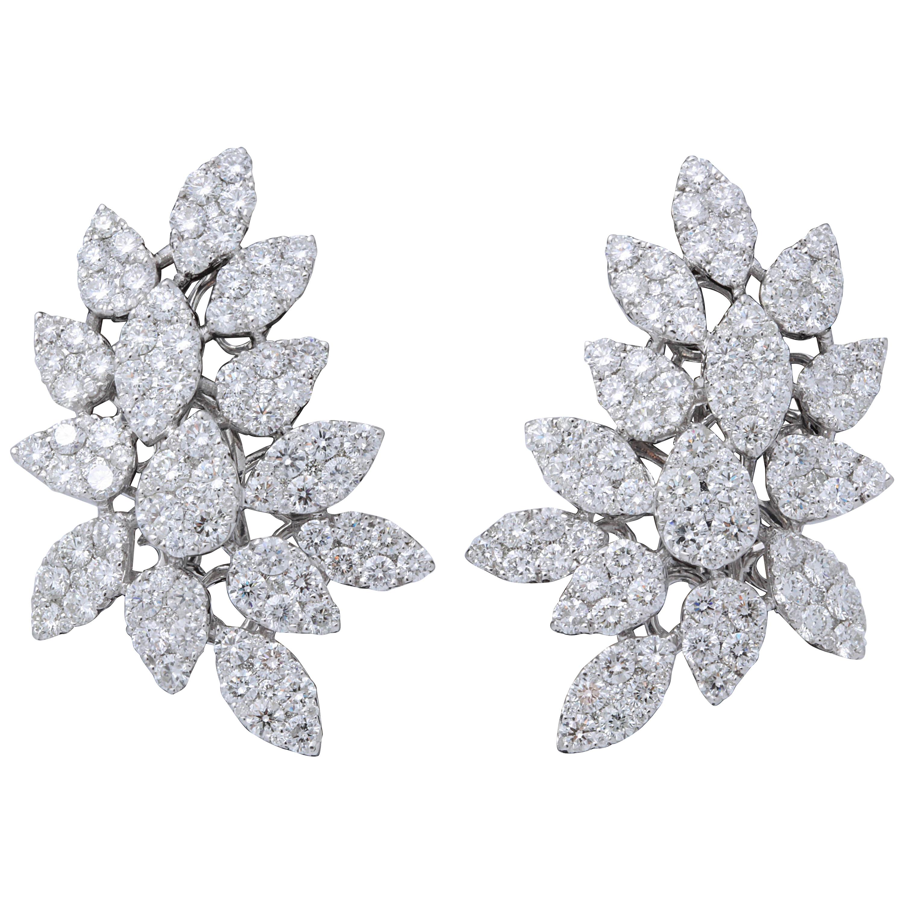 Pave Diamond Cluster Earrings For Sale