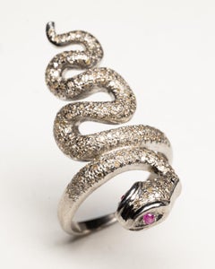 Pave` Diamond Coiled Snake Ring
