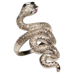 Pave` Diamond Coiled Snake Ring