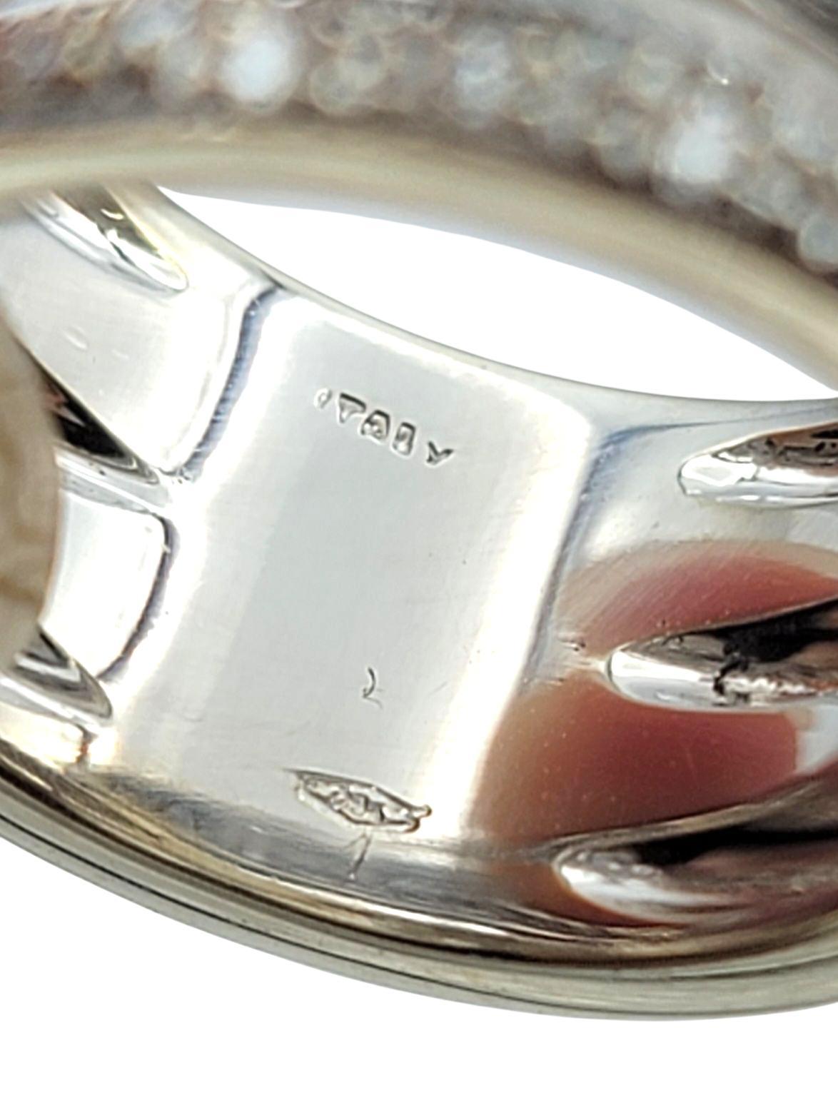 Donna Anello a fascia larga con diamante Pavé e perla di Tahiti in oro bianco 18 carati in vendita