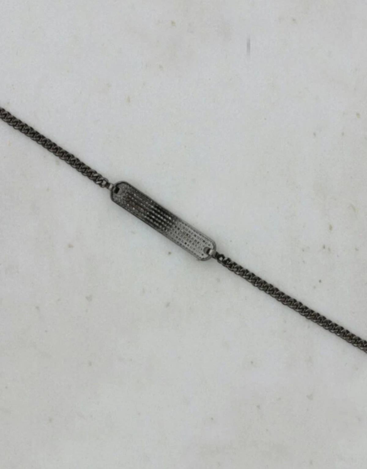 Braccialetto di diamanti Pave Diamond Connector Chain Braccialetto di diamanti in argento 925 Gioielli fatti a mano. in vendita 1
