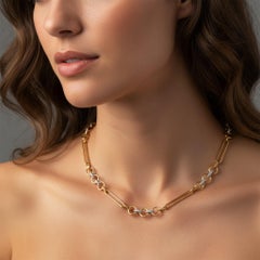 Pave Diamond Connectors 14K (or 18k upon request) Yellow Gold Link Necklace