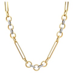 Pave Diamond Connectors 14K (or 18k upon request) Yellow Gold Link Necklace