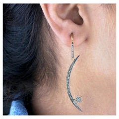 Boucles d'oreilles pailletées diamant croissant de lune et étoile Bijoux artisanaux pour femmes