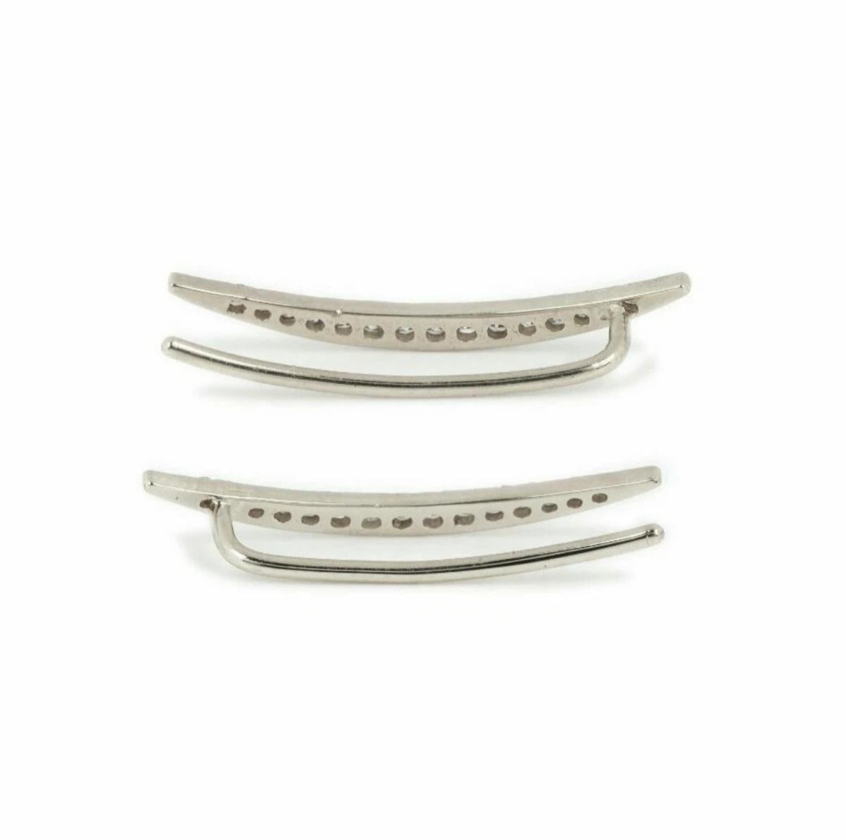 Taglio rotondo Pave Diamond Crescent Moon Wrap Earring Orecchini in oro 14k Regalo di anniversario Tops. in vendita