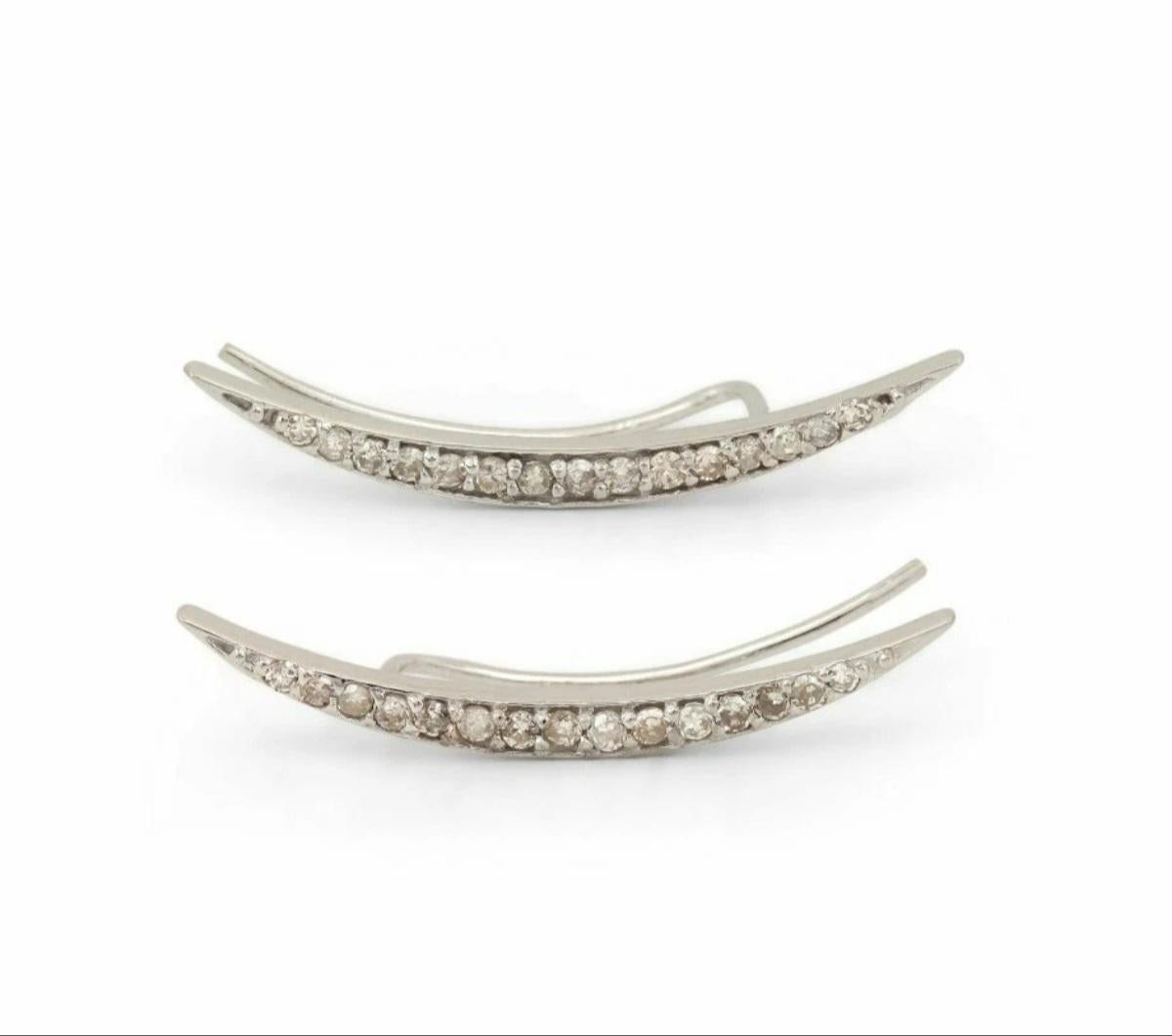 da uomo o donna Pave Diamond Crescent Moon Wrap Earring Orecchini in oro 14k Regalo di anniversario Tops. in vendita