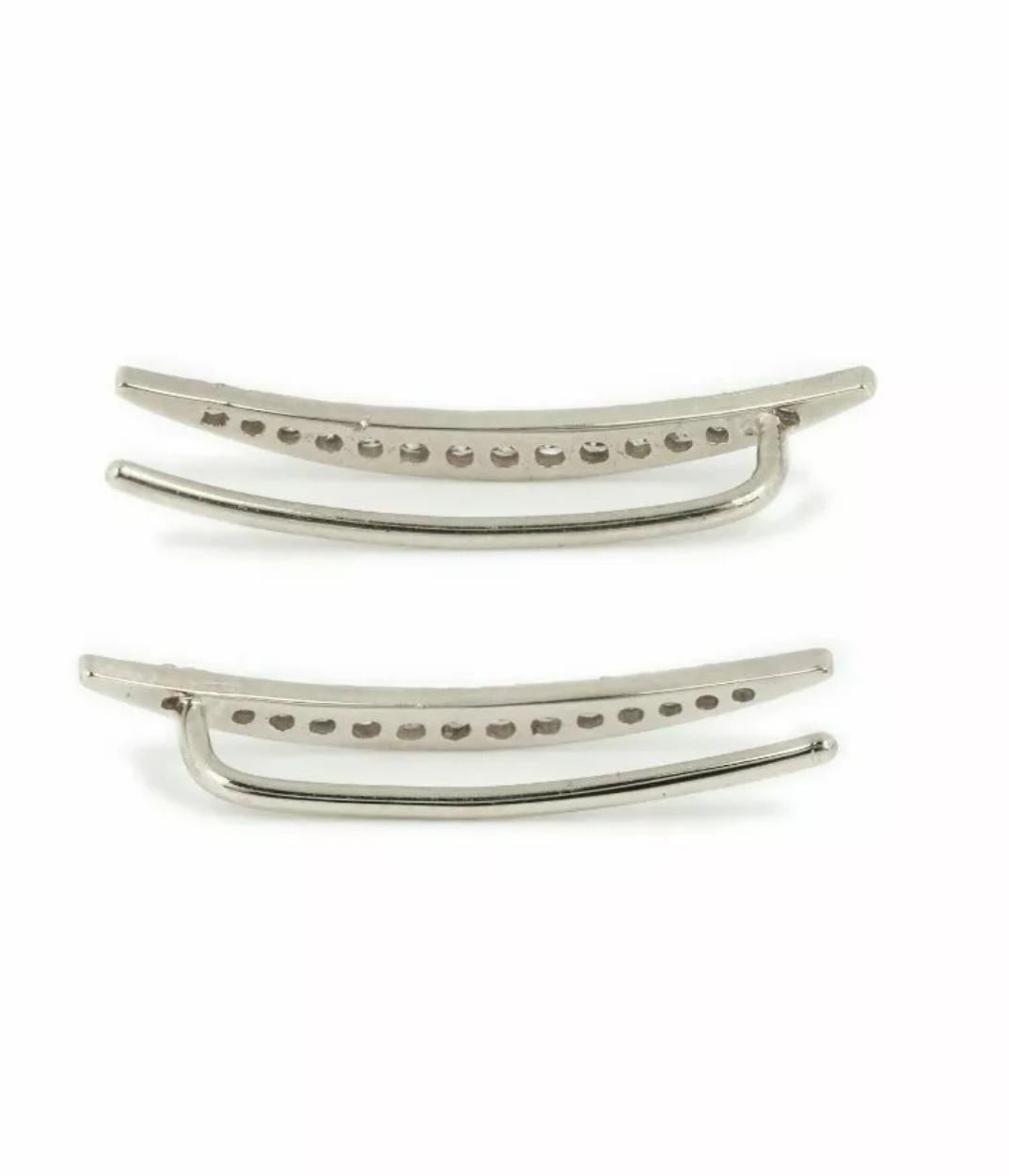 Pave Diamond Crescent Moon Wrap Earring 14k Gold Anniversary Gift Earring Tops. For Sale 1