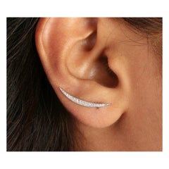Boucles d'oreilles en or 14k avec diamant en forme de croissant de lune Cadeau d'anniversaire Boucles d'oreilles Tops.