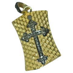 Pave Diamond Cross Charm Pendant 925 Silver Gold Pendant.