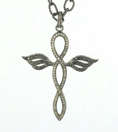 Pave Diamond Cross Necklace 925 Silver Diamond Religious Charm Pendant Gift.