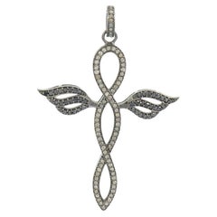 Pave Diamant-Kreuz-Halskette 925 Silber-Diamant- Religiöser Charm-Anhänger Geschenk