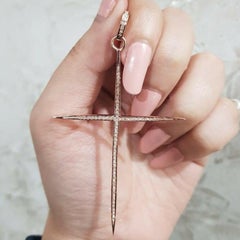 Pave Diamond Cross Pendant 925 Sterling Silver Beautiful Pendant Gift For Women