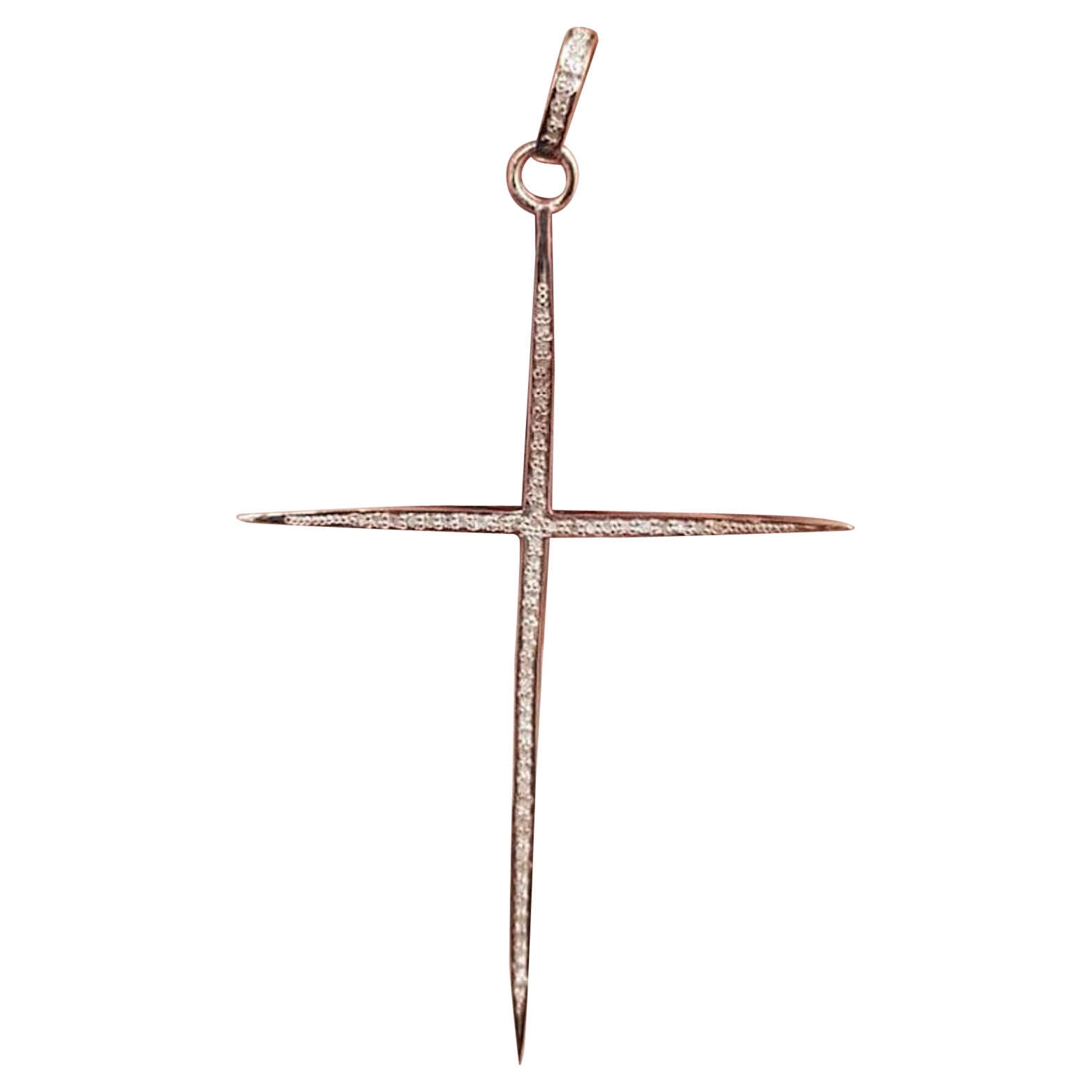 Pave Diamond Cross Pendant 925 Sterling Silver Beautiful Pendant Gift For Women im Angebot