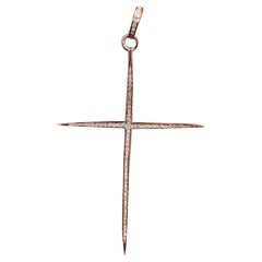 Pave Diamond Cross Pendant 925 Sterling Silver Beautiful Pendant Gift For Women