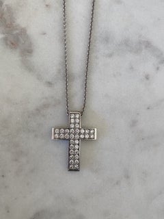 Pave Diamond Cross Pendant Necklace