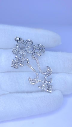 Pendentif croix pavé de diamants, en argent massif 925, Hand Made avec des diamants taille antique