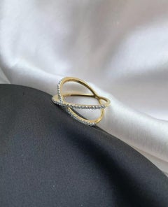 Pave Diamond Crossover Ring in 14k Gold
