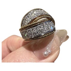 Pave Diamond Crossover Ring in 18k Yellow Gold