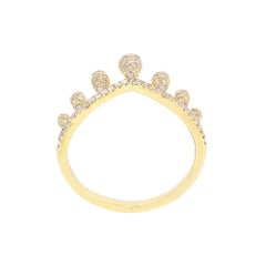 Luxle .40 Cttw Pave Natural Diamond Crown Ring Size 6 in 14k Yellow Gold