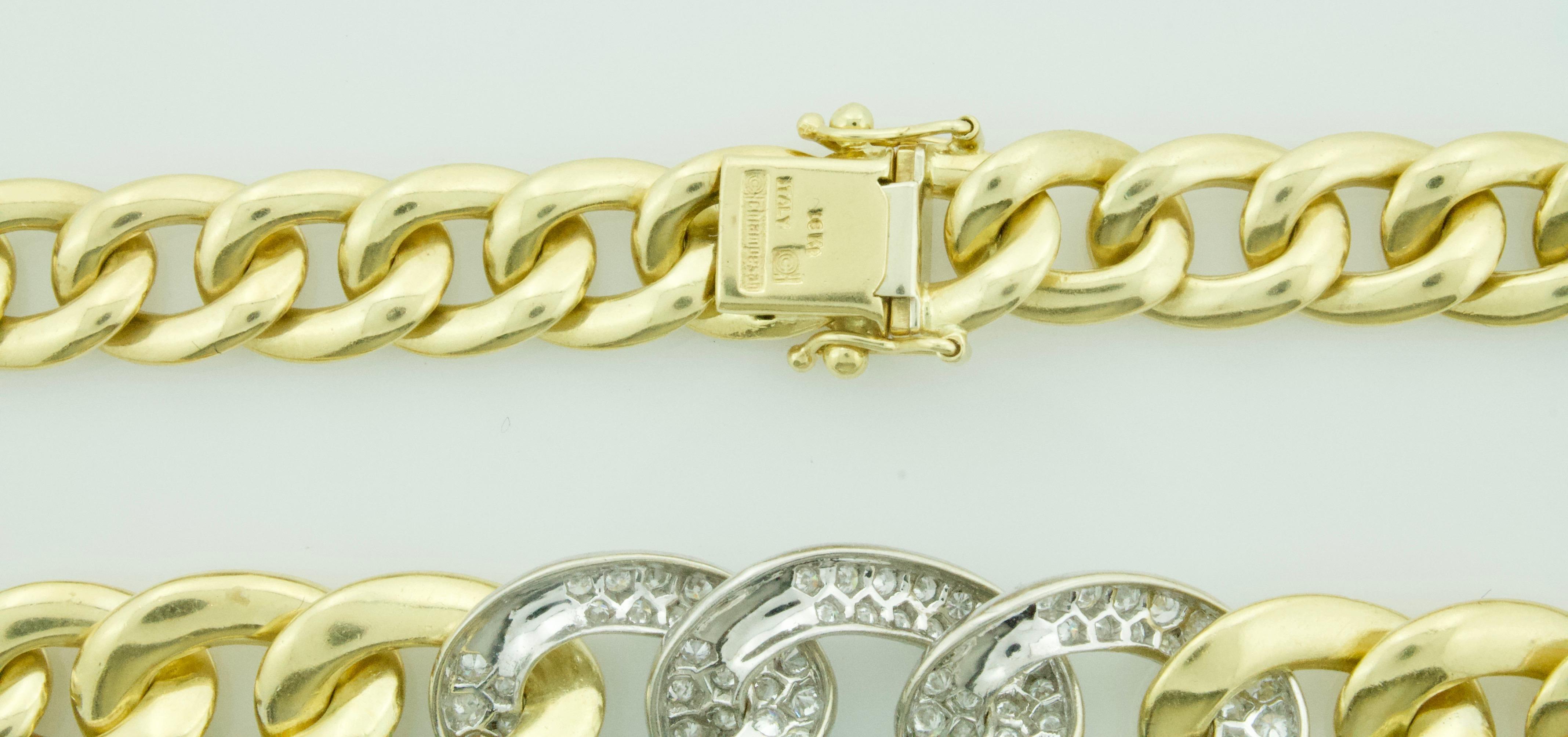 Gönnen Sie sich das Erbe des italienischen Luxus mit der Chiampesan of Italy 18k Pave Diamond Cuban Link Necklace - wo Tradition auf Innovation in der Welt des feinen Schmucks trifft. Diese Halskette von Chiampesan, einem renommierten Namen, der