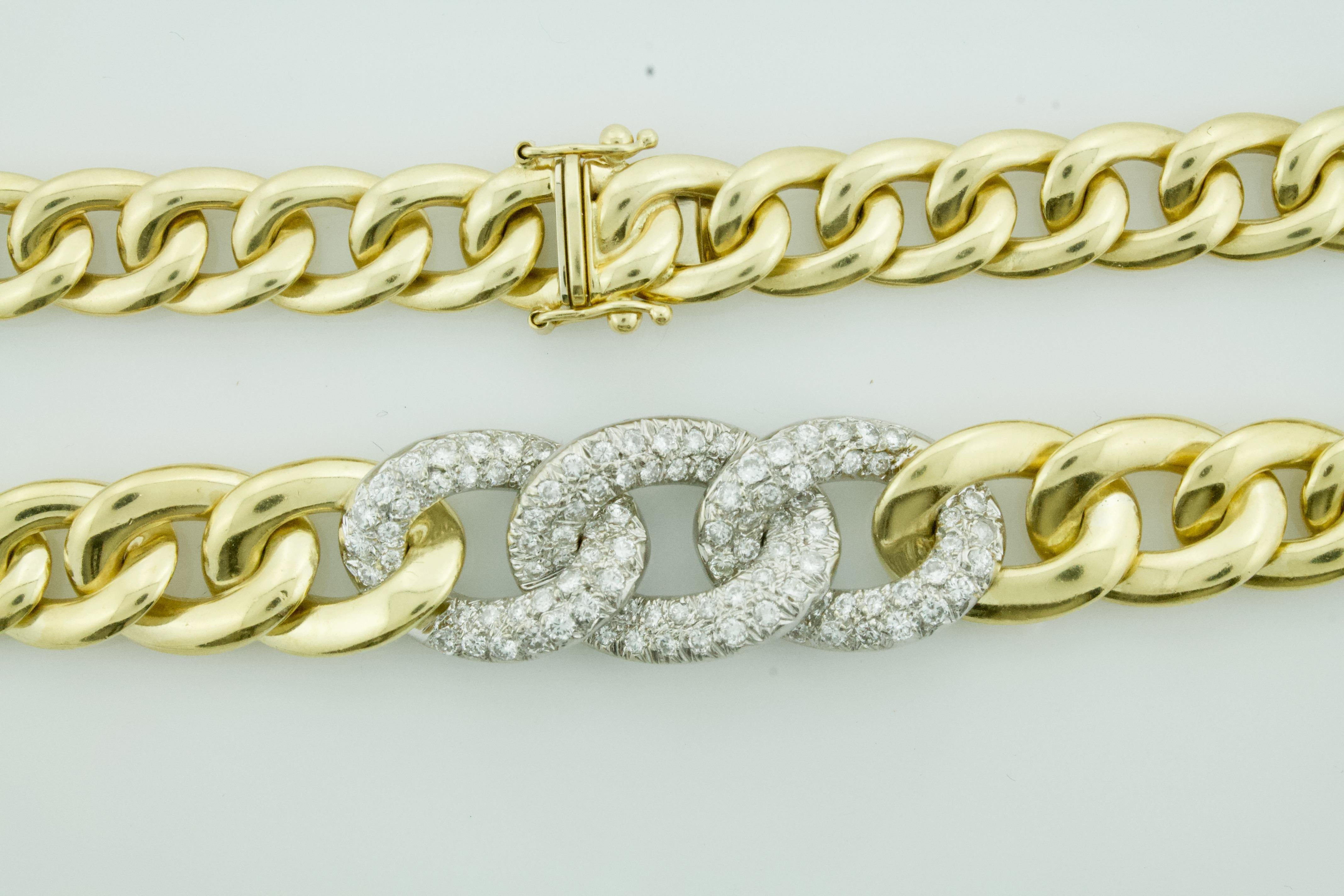 Pave Diamond Cuban Link Halskette in 18k für Damen oder Herren im Angebot
