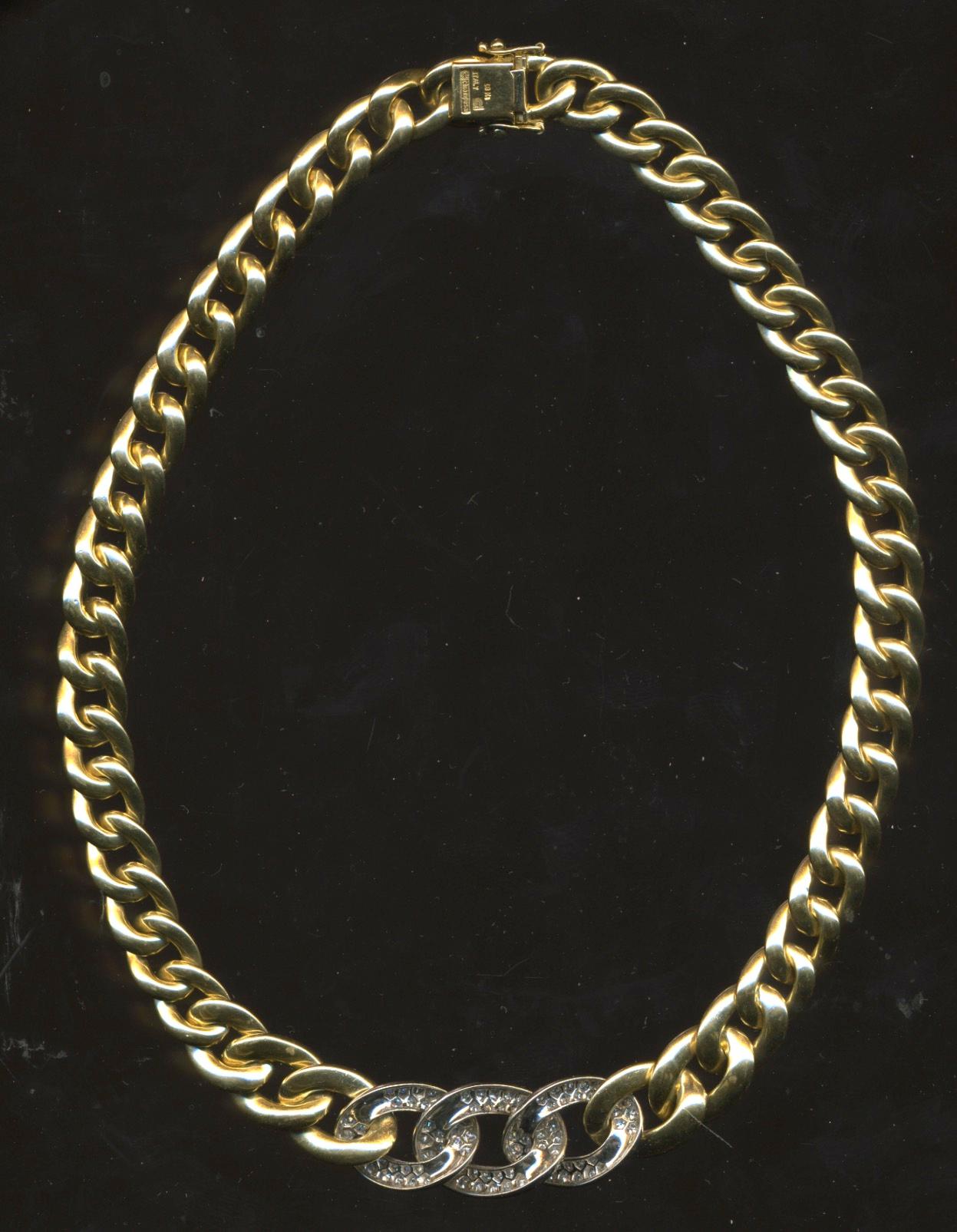 Pave Diamond Cuban Link Necklace in 18k For Sale 3