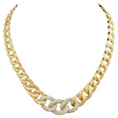 Pave Diamond Cuban Link Halskette in 18k