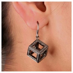 Pave Diamond Cube Earring 925 Silver Diamond Fashion Earring Christmas.