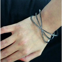 Pave Diamond Cuff 925 Silver Bangle Bracelet