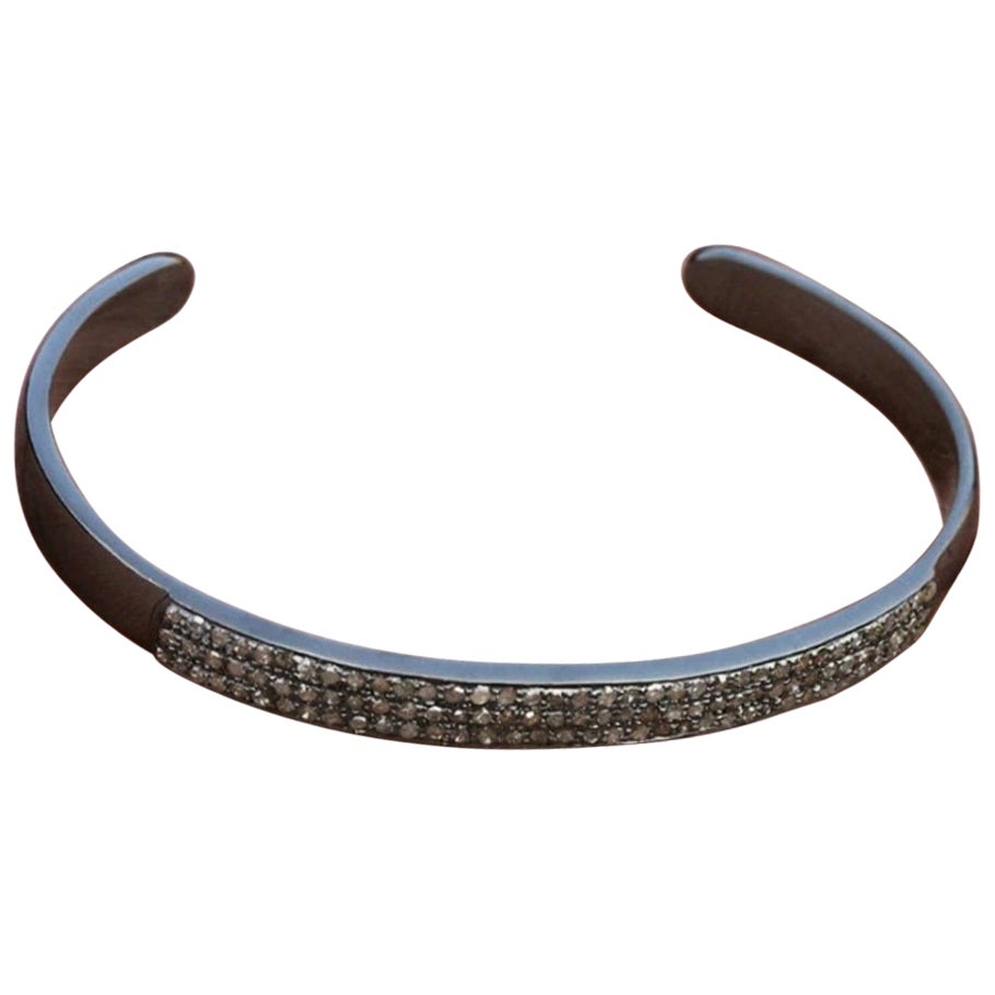Bracciale Pave Diamond Bangle Bracciale in argento 925 Regalo di anniversario.