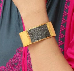 Pave Diamond Cuff Bracelet in 925 Silver Wedding Gift