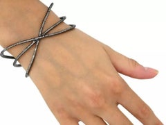 Pave Diamond Cuff Bracelet Solid 925 Sterling Silver