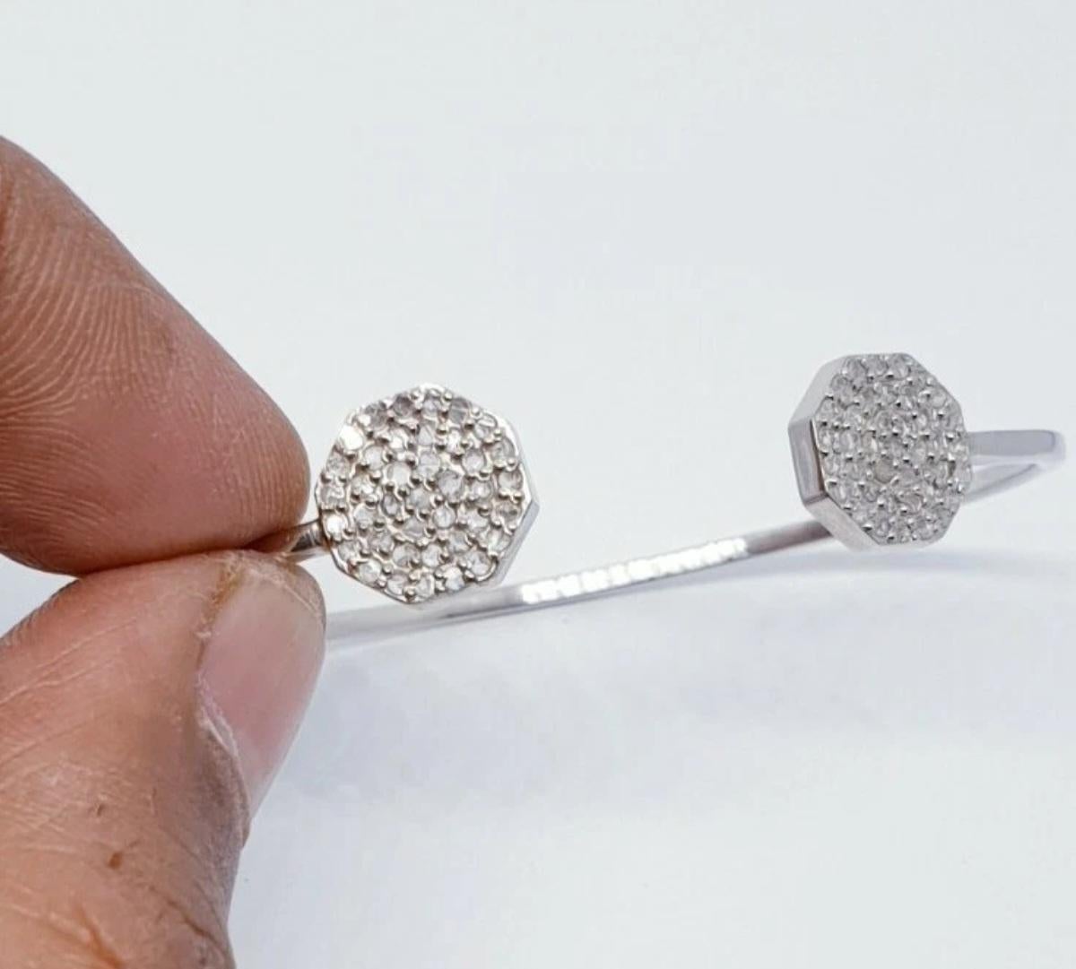 Bracelet manchette en diamant pave Bracelet manchette en argent 925 Bracelet manchette en diamant en vente 5