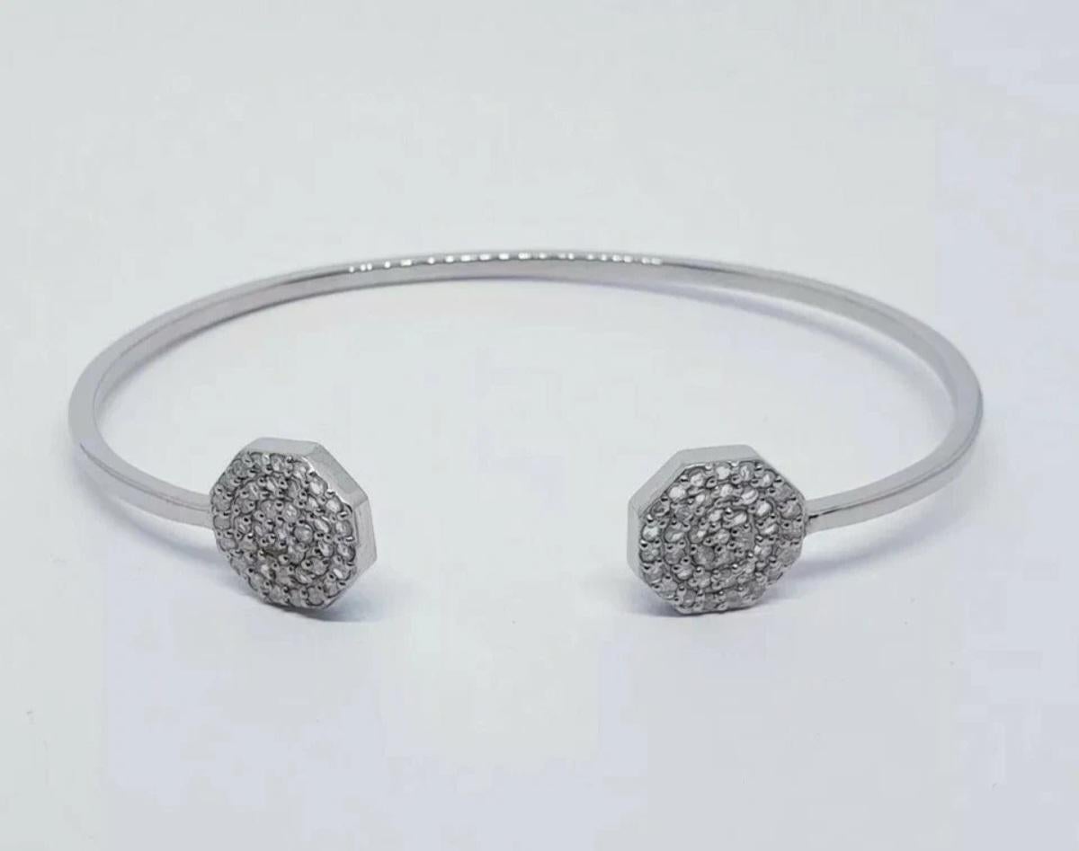 Art déco Bracelet manchette en diamant pave Bracelet manchette en argent 925 Bracelet manchette en diamant en vente