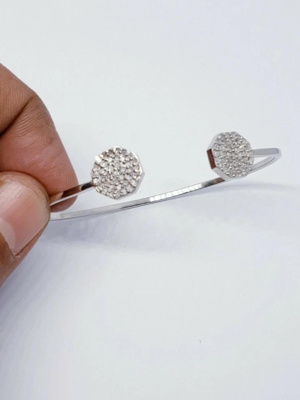 Bracelet manchette en diamant pave Bracelet manchette en argent 925 Bracelet manchette en diamant Neuf - En vente à Chicago, IL