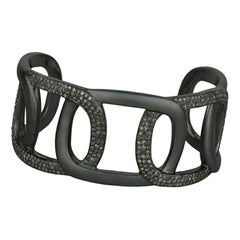 Pave Diamond Cuff Designer Bracelet/Bangle in 925 Sterling Silver